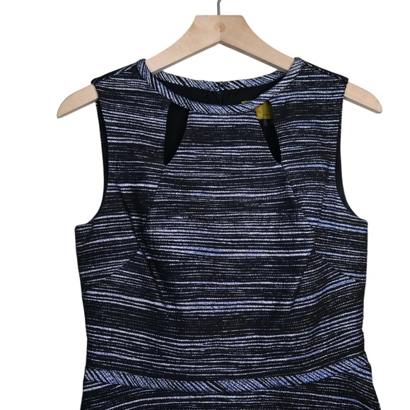 Nicole Miller Women's 6 Metallic Striped Fit & Flare Cutout Lined Dress - Picture 3 of 8